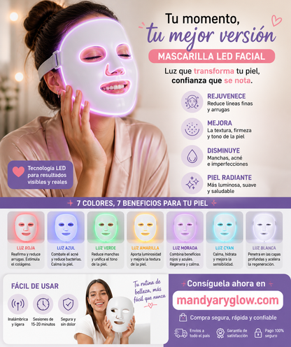 Máscara facial LED de 7 colores